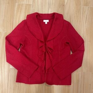 Red Ruffled Wool Sweater